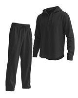 Ensemble de survêtement Henley à capuche pour homme, noir uni, manches longues, décontracté, respirant, anti-boulochage, en coton tricoté 220g, collection Printemps