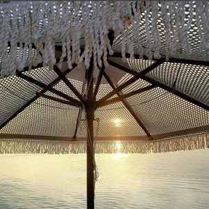 Un Paraíso Tropical con Este Sombrilla de Macramé, Parasol de Macramé, Sombrilla Bohemia para Patio - Product Image 3