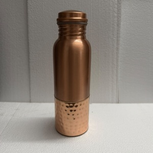 Classic Half Hammered Pure Copper Water Bottle Mirror Polish Leakproof Ayurvedic Copper Vessel <b>Drinkware</b> Wholesale - Product Image 5