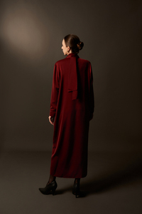 Women's Silk Woven Satin Midi Dress V-Neck Scarf Tie Regular Sleeve Breathable Summer Minimalist Casual Style Made in Vietnam - Product Image 5
