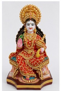 Handcrafted White Marble Swaminarayan Murti Carved Hindu Goddess Sculpture for Home Temple Decor - Product Image 1