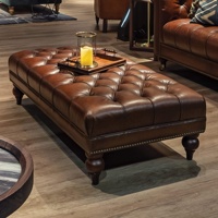 Repose-pieds rectangulaire Vintage en cuir, nouveau Design 2022