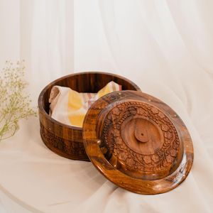 ชามเสิร์ฟหม้อไฟไม้เนื้อแข็งทำมือพร้อมฝาปิด - Product Image 1