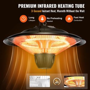 Riscaldatore Elettrico da Patio 1500W per Interni/Esterni, Protezione IP34, 23,6 Pollici, Riscaldatore a Infrarossi in Ceramica da Soffitto con Catena di Trazione - Product Image 2