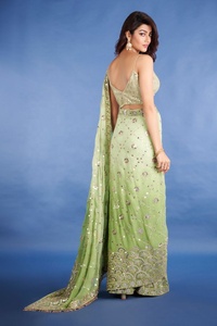 NEW BOLLYWOOD INDIAN PAKISTANI STYLE FANCY LEHENGHA CUM SAREE SEQUENCE EMBROIDERED WORK CHOLI Lightweight Soft Georgette Heavy - Product Image 4