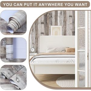 Papel Adhesivo Decorativo Vintage de 17.3'' x 200'' con Diseño de Madera, Vinilo Autoadhesivo para Paneles de Madera en el Hogar - Product Image 3