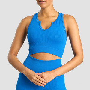 Camiseta sin mangas acanalada personalizada para mujer, corte bajo, elástica, sin mangas, para deporte, fitness, ajustada, para entrenamiento al aire libre - Product Image 5