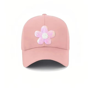 หมวกแก๊ปแบบ Snapback 6 แผง ลายดอกไม้สีเบจ ปักลายด้วย Rhinestone ปรับขนาดได้ สไตล์ลำลอง สำหรับผู้ใหญ่ - Product Image 2