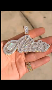 Colgante Personalizado con Nombre en Moissanita, Estilo Hip Hop, Letra Redonda con Diamantes VVS, Cadena 3D, Joyería para Hombre - Product Image 3