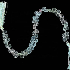 Perles à facettes aigue-marine en forme de coeur perles de pierre briolette multi-aigue-marine - Product Image 1