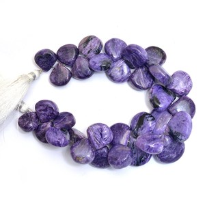 Cuentas de Charoita de 13mm-15mm, Cuentas de Corazón Lisas, Cuentas de Charoita Natural Púrpura, Cuentas de Piedras Preciosas Semipreciosas para la Fabricación de Joyas - Product Image 1
