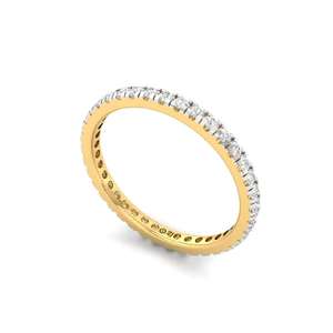 Bague éternelle en or avec diamants de laboratoire taille ronde, finition plaquée or 10 carats, luxe pour femme - Product Image 2