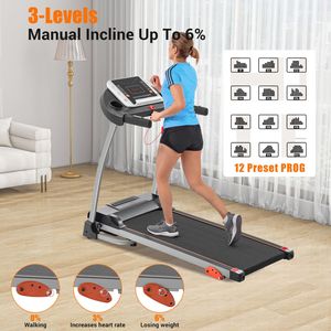 Cinta de correr eléctrica compacta y plegable de 2.5HP, uso doméstico, Sensor de pulso inclinado de 3 niveles, dispositivo de máquina para trotar/caminar fácil de plegar - Product Image 6