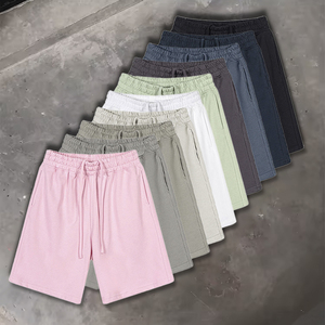 Pantalones Cortos Bermuda de Algodón Negro Sólido para Hombre, Cintura Media, Elásticos, Transpirables, Estilo Casual - Product Image 5