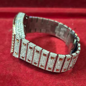 Montre de Plongée Unisexe Classique de Luxe Personnalisée à Mouvement Quartz, Bracelet en Acier Inoxydable, Diamants Moissanite Sertis, Chronographe, Tendance, 3 ATM - Product Image 1