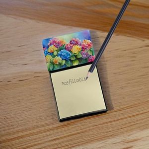 New Self-Sticky Note <b>Pads</b> Hydrangeas Watercolor Design <b>Refillable</b> Dispenser Memo Card Holder Blank Desk Accessories - Product Image 2