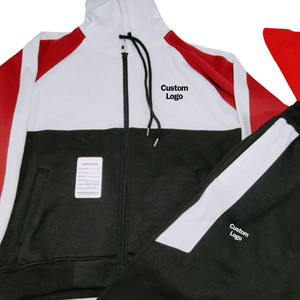 Custom Logo Printed Men Casual Color Block Tracksuit Set Fleece Breathable Hooded Zipper <b>Jacket</b> Regular Fit 100% Cotton Winter - Product Image 2