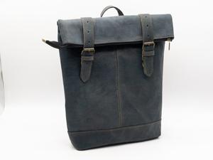 Authentic Leather <b>Roll</b> Top <b>Backpack</b> Mens Travel Rucksack Cowhide Laptop Bag Vintage Look Low MOQ Factory LTBP-0123 - Product Image 6