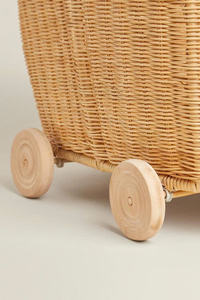 Coffre de rangement en rotin naturel pour enfants, panier de rangement coloré avec couvercle. - Product Image 3