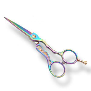 Professional Salon Hair Cutting <b>Barber</b> Scissors Sharp <b>Blade</b> Tip Right-Handed Medium Handle Multi Color Stainless Steel - Product Image 1
