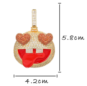 Collier pendentif langue dorée avec breloque cœur en zircon cubique, chaîne, bijou fantaisie, accessoire de mode - Product Image 2