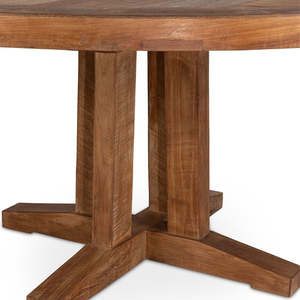 Mesa de Comedor Redonda Moderna de Madera de Teca Sólida con Acabado de Grano Natural, Muebles Ecológicos de Lujo para el Hogar, para Uso en Restaurantes y Hoteles - Product Image 3