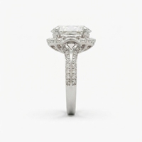 Cincin Tunangan Berlian Potongan Oval Platinum Setting Prong Bersertifikat IGI Perhiasan Mewah Klasik Wanita