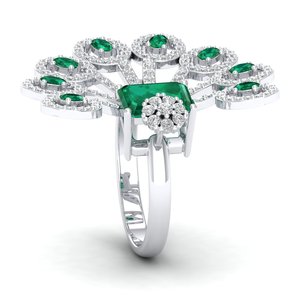 REYES Luxurious 1.75 Carat Emerald Gemstone Engagement <b>Rings</b> in 14K Solid Gold Moissanite Bridal Gift Jewelry For Weddings - Product Image 3