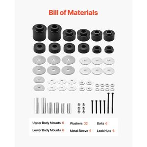 Kit di Boccole per Montaggio Carrozzeria 1980-1998 per Ford F150 F250 F350, 62 Pezzi in Poliuretano, Sostituzione Rapida Compatibile con Sospensioni per Camion - Product Image 3