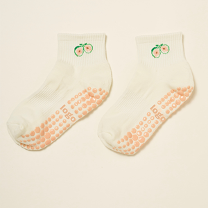 <b>Custom</b> Logo Ankle <b>Socks</b> With Peach Print Anti Slip <b>Grip</b> For Yoga Kids Cotton Knitted Summer Style - Product Image 1