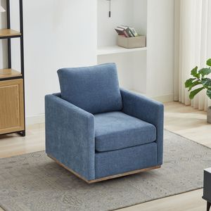 Poltrona Singola Girevole Imbottita Quadrata da 78 cm, Poltrona Club Lounge Girevole a 360 Gradi, Comoda Poltrona per Soggiorno - Product Image 2