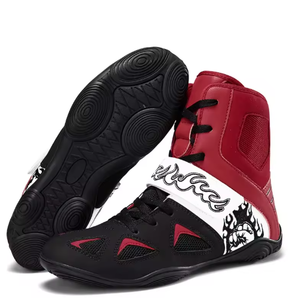 Zapatillas de lucha blancas de caña alta para hombre, con cordones, parte superior de malla, suela de goma, calzado de entrenamiento de combate para gimnasio y ring. - Product Image 2