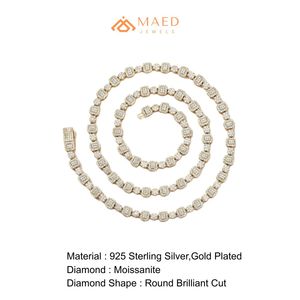Collier en moissanite plaqué or 18 carats, bijoux de mode, chaîne à maillons pour femmes et hommes, cadeaux élégants, bijoux fins de New York, NYC, États-Unis - Product Image 6