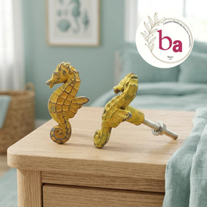 Tiradores de Cajón de Hierro Fundido con Diseño Moderno de Caballito de Mar, Forma Novedosa, Fácil Instalación, para Muebles de Dormitorio, Baño y Hotel - Product Image 1