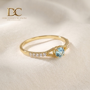 Anillo de Boda de Lujo en Oro Amarillo Sólido de 14 Quilates con Diamante Cultivado en Laboratorio y Yag Paraiba Azul, Joyería Fina para Mujer, Certificado IGI - Product Image 5