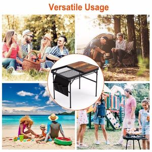 Tavolo da campeggio pieghevole in lega di alluminio griglia da Picnic supporto 66LBS carico Max altezza regolabile BBQ tavolo 35.43x23.62x 26in all'aperto - Product Image 5