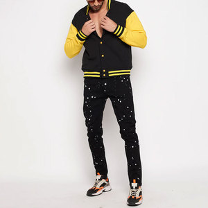 Customize Wholesale Men's Blank Winter Coats Letterman Team <b>Plain</b> Varsity Jackets Geometric Stand Collar - Product Image 1