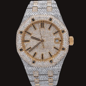 Mens Luxury Stainless Steel <b>Watch</b> with Moissanite VVS Clarity Baguette Diamond Fully <b>Iced</b> <b>Out</b> for Daily Use Upscale Parties - Product Image 1