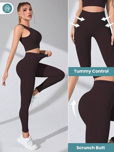 Conjunto Deportivo Informal para Mujer, Top Corto y Pantalones Cortos, Ropa Deportiva Transpirable para Yoga, Gimnasio, Ejercicio y Uso Diario - Product Image 2
