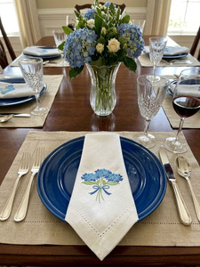 Servilletas de Tela Bordadas con Dobladillo, Diseño de Hortensias Azules, Servilletas de Algodón para Decoración de Mesa en Bodas y Eventos - Product Image 4