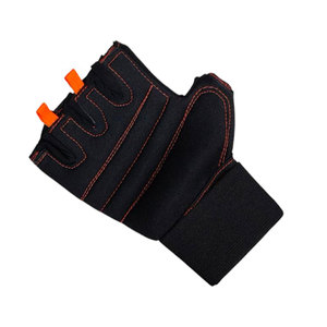 Guantes de levantamiento de pesas de medio dedo, de cuero PU negro, con correa de muñeca ajustable, guantes unisex para gimnasio, fitness, entrenamiento y ejercicio. - Product Image 3
