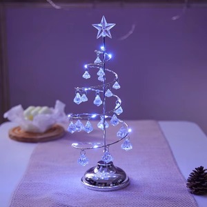Glamoroso árbol de Navidad metálico con detalles de cristales, lujosas decoraciones interiores para las fiestas - Product Image 3