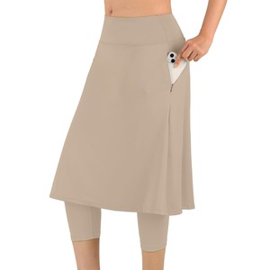 Jupe crayon modeste pour femme, taille haute, couleur unie, avec poches, respirante, en nylon tricoté, écologique, infroissable, séchage rapide - Product Image 3