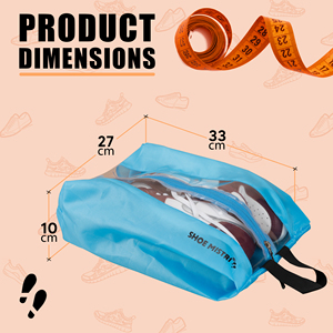 Pochette à chaussures portable Shoe Mistri, lot de 10, fermeture éclair transparente, bleu, unisexe, emballage en boîte facile à nettoyer pour les baskets, les chaussures de sport - Product Image 2