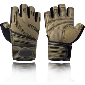 Guantes de gimnasio de cuero transpirables ligeros Guantes deportivos de entrenamiento con espalda abierta curvada para ejercicio y levantamiento de pesas - Product Image 6