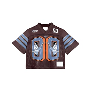 เสื้อฟุตบอลสไตล์วินเทจทรงครอปโอเวอร์ไซส์สำหรับผู้ชาย แบบสปอร์ตเรโทรสไตล์อเมริกัน ผลิตตามสั่งจากโรงงาน - Product Image 4