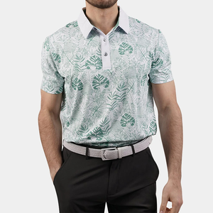 Polo pour homme de luxe, coupe ajustée, en maille extensible douce, avec logo personnalisé OEM et motif imprimé, idéal pour le golf - Product Image 2