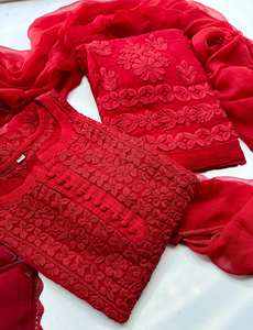 ชุดสูทซาลวาร์สุดหรูพร้อมผ้าคลุมไหล่ ปักลายด้วยมืออย่างประณีต เหมาะสำหรับงานแต่งงาน งานเฉลิมฉลอง และงานรื่นเริงต่างๆ - Product Image 3