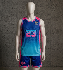 Uniforme de Baloncesto Sublimado Personalizado de Micah Corporation 2026, Diseño Degradado en Azul y Rosa, Jersey Profesional para Equipo - Product Image 1