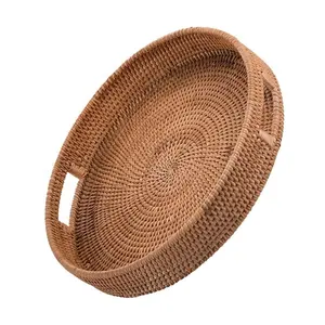 High quality with high standard rattan round trays handicrafts home decoration food trays as gifts made in Vietnam